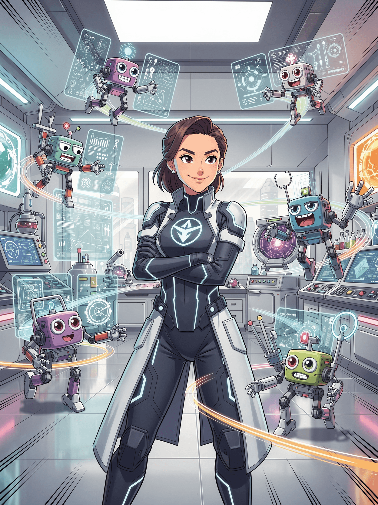 A professional at the centre of her AI agent team